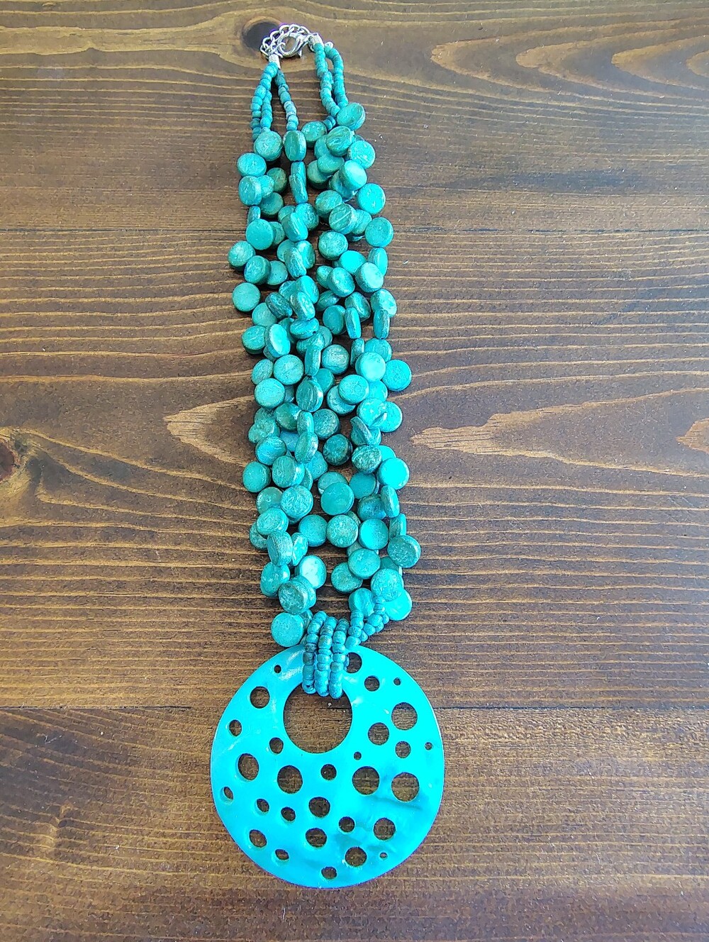 Turquoise Shell Multi-Strand Beaded Pendant Necklace - Women Jewelry